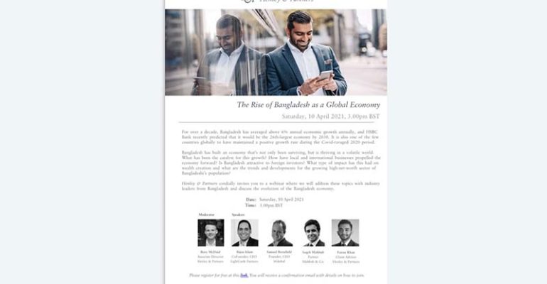 Bijon Islam to Attend Webinar Organized by Henley & Partners