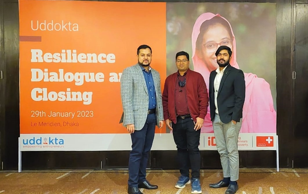 Mr. Omar Farhan Khan, Senior Business Consultant & Project Manager, Mr. Nazmul Kabir Al-Mehmud, Senior Business Consultant, and Mr. John Gomes, Business Analyst represented LightCastle Partners at the closing ceremony of the iDE: Uddokta project