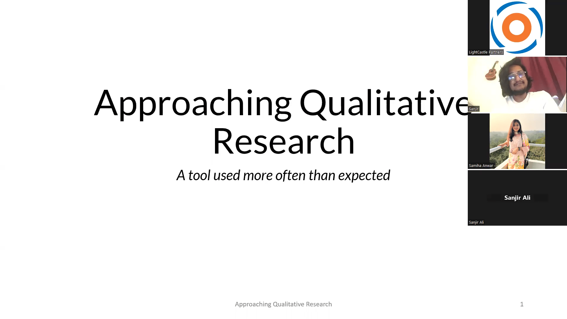 Mr. Sanjir Ali conducting the virtual session on qualitative research during the LightCastle Knowledge Conclave