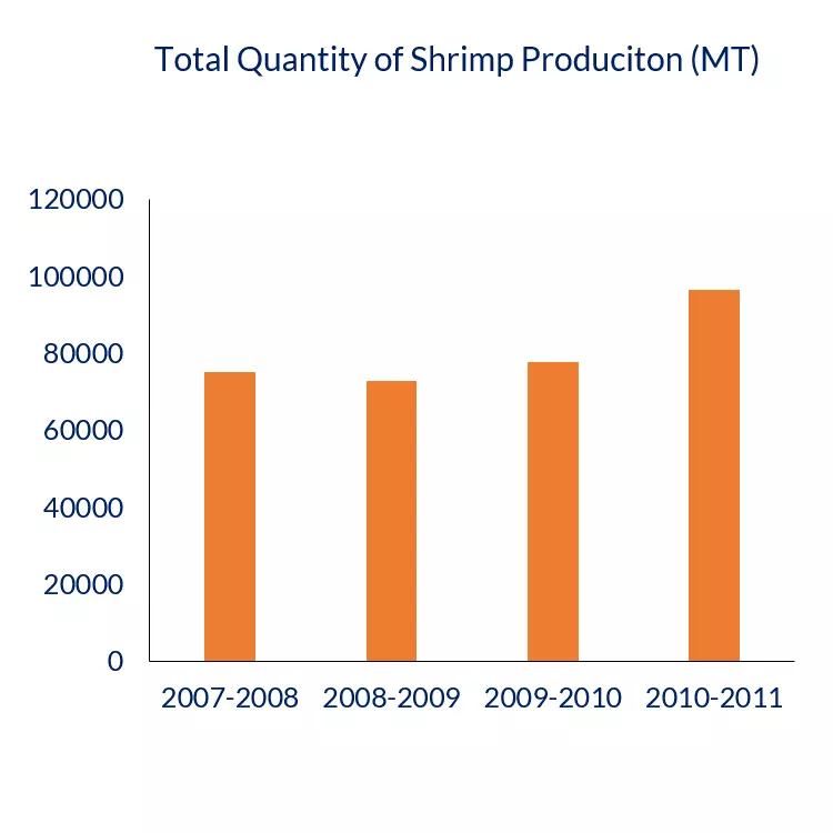 Fisheries Statistical Yearbook (2019): Total Quantity of Shrimp Production (MT)