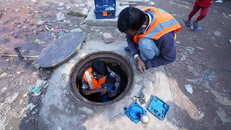 Ongoing cleaning process of the bulk water chambers in LIC areas of Mirpur-14 by the DMA Caretaker Team