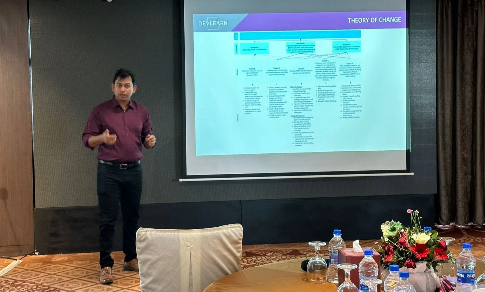 Nayeem Kashem, Managing Partner at DevLearn taking the session on Monitoring & Evaluation