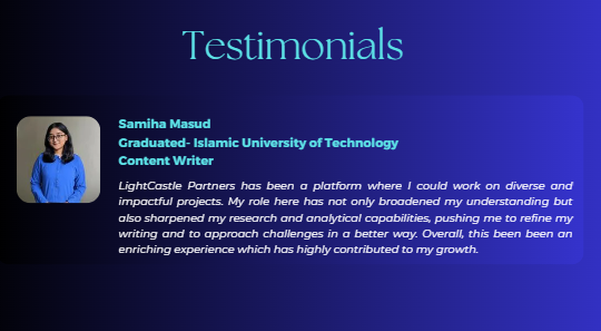 Testimonials of content writers
